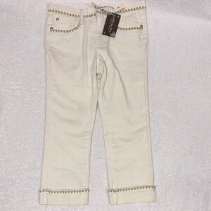 Matilda Jane Enchanted Garden Logan Cropped Straight Leg White Jeans Girls 8 nwt